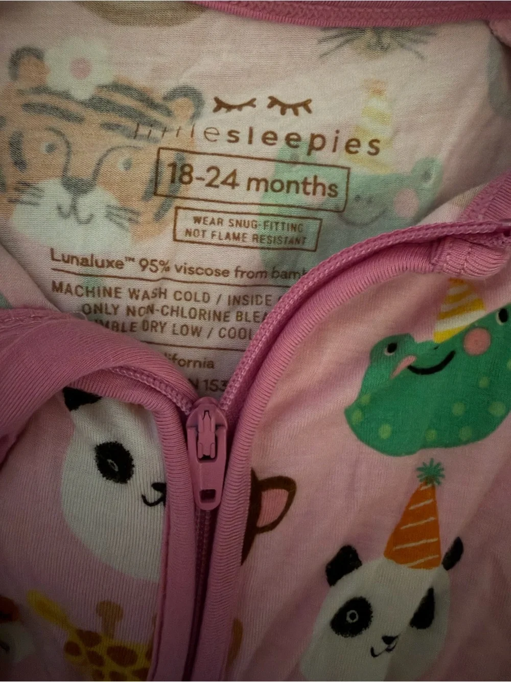 Little Sleepies Pink Birthday Animal Convertible Zippy